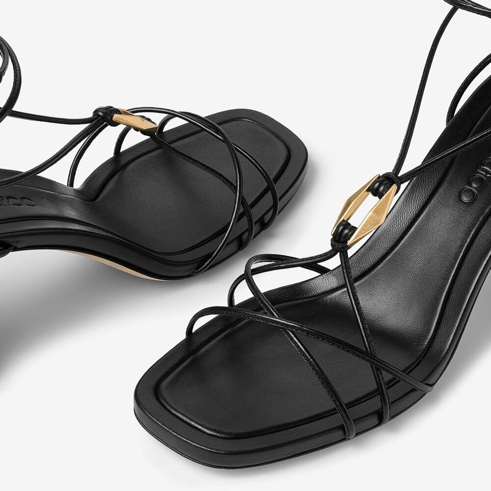 Jimmy choo Onyxia 70 Black Nappa Leather Sandals 37.5